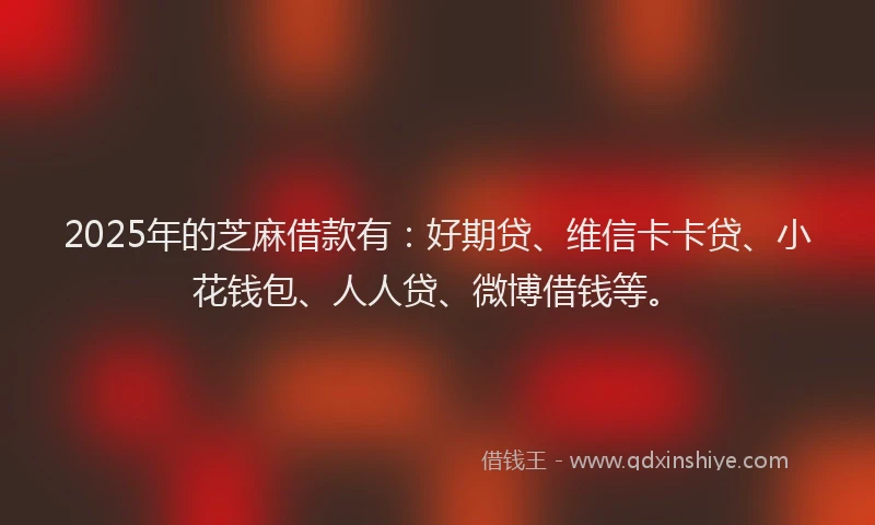2025年的芝麻借款有：好期贷、维信卡卡贷、小花钱包、人人贷、微博借钱等。