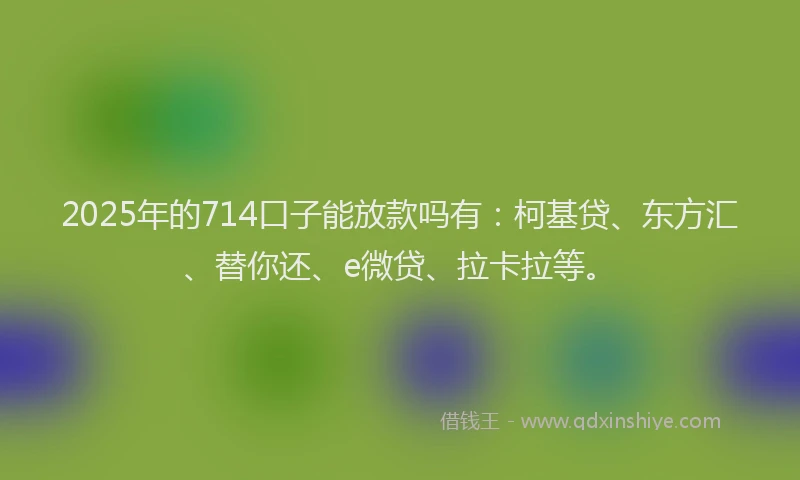 2025年的714口子能放款吗有：柯基贷、东方汇、替你还、e微贷、拉卡拉等。