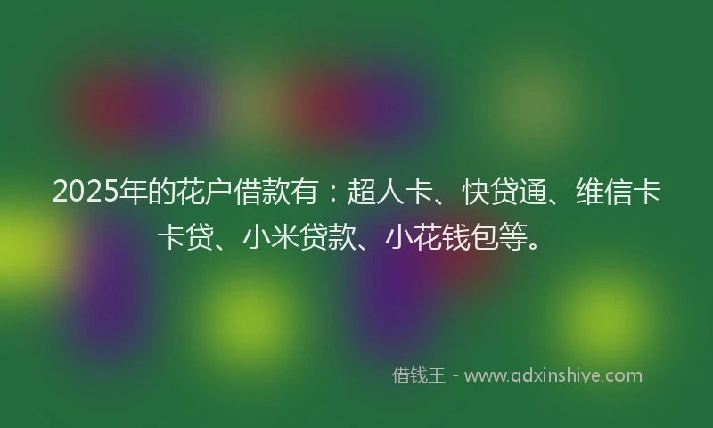 2025年的花户借款有：超人卡、快贷通、维信卡卡贷、小米贷款、小花钱包等。