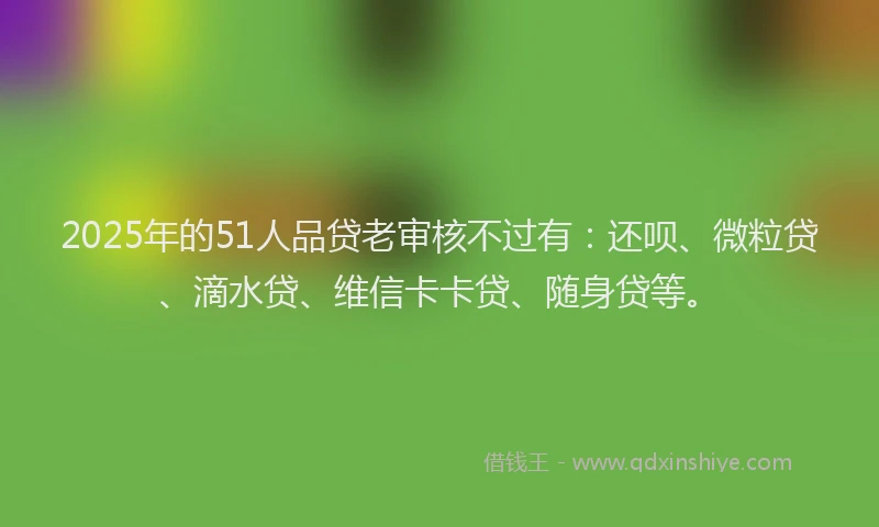 2025年的51人品贷老审核不过有：还呗、微粒贷、滴水贷、维信卡卡贷、随身贷等。
