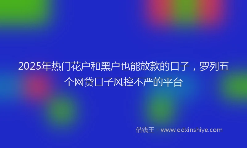 2025年热门花户和黑户也能放款的口子，罗列五个网贷口子风控不严的平台