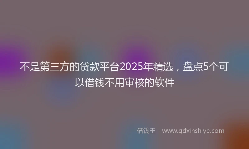 不是第三方的贷款平台2025年精选，盘点5个可以借钱不用审核的软件