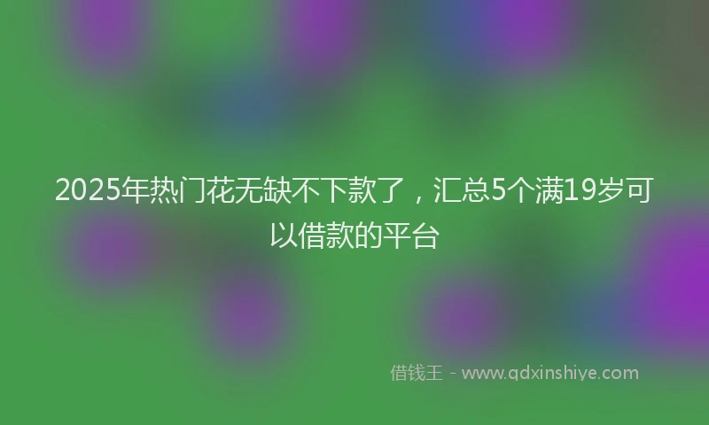 2025年热门花无缺不下款了，汇总5个满19岁可以借款的平台