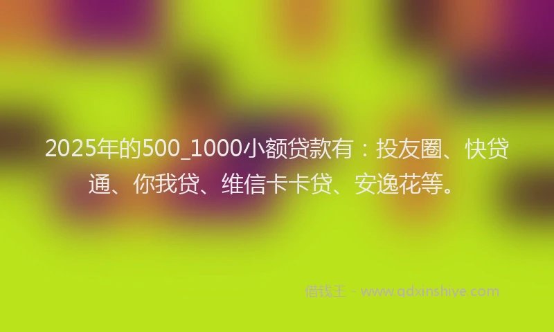2025年的500_1000小额贷款有：投友圈、快贷通、你我贷、维信卡卡贷、安逸花等。