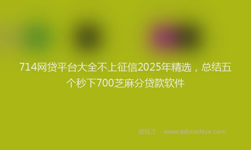 714网贷平台大全不上征信2025年精选，总结五个秒下700芝麻分贷款软件