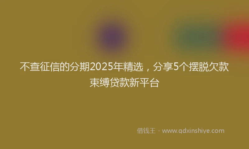 不查征信的分期2025年精选，分享5个摆脱欠款束缚贷款新平台