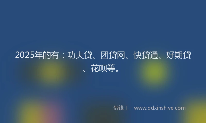 2025年的有：功夫贷、团贷网、快贷通、好期贷、花呗等。