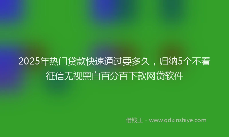 2025年热门贷款快速通过要多久，归纳5个不看征信无视黑白百分百下款网贷软件