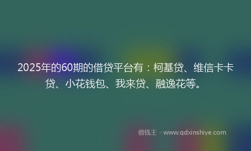 2025年的60期的借贷平台有：柯基贷、维信卡卡贷、小花钱包、我来贷、融逸花等。