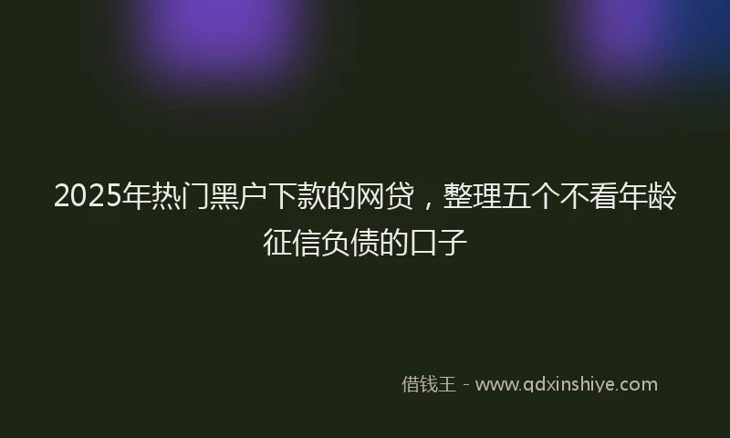2025年热门黑户下款的网贷，整理五个不看年龄征信负债的口子