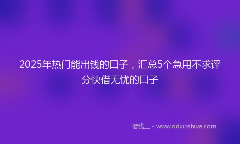 2025年热门能出钱的口子，汇总5个急用不求评分快借无忧的口子