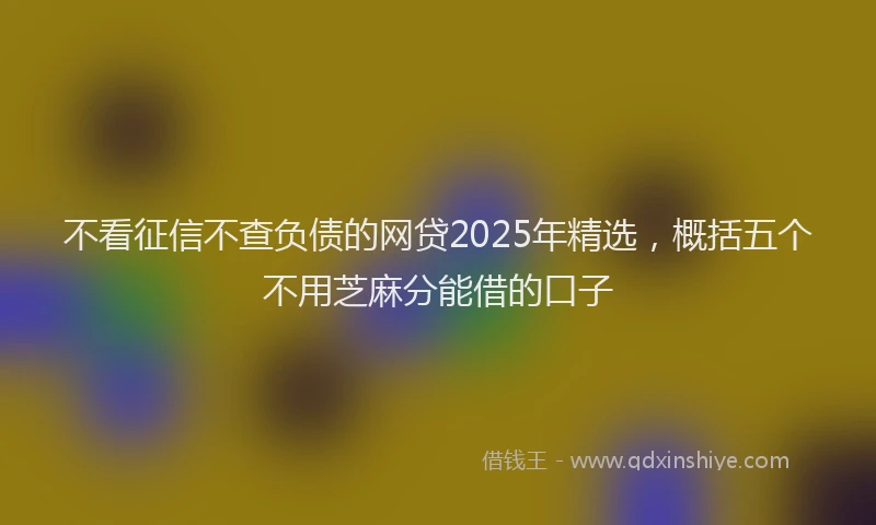 不看征信不查负债的网贷2025年精选，概括五个不用芝麻分能借的口子