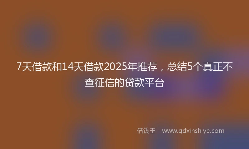 7天借款和14天借款2025年推荐，总结5个真正不查征信的贷款平台