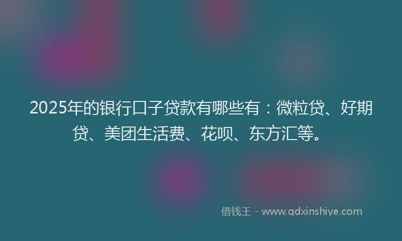 2025年的银行口子贷款有哪些有：微粒贷、好期贷、美团生活费、花呗、东方汇等。