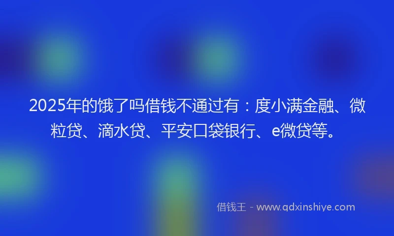 2025年的饿了吗借钱不通过有：度小满金融、微粒贷、滴水贷、平安口袋银行、e微贷等。