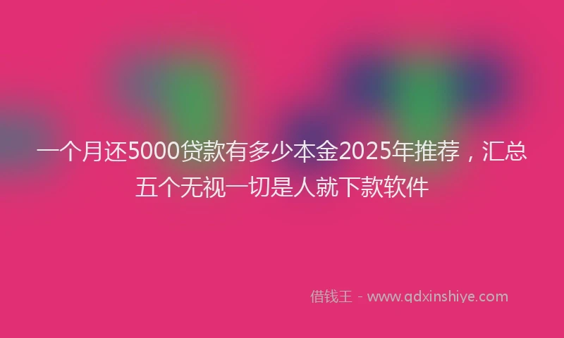 一个月还5000贷款有多少本金2025年推荐，汇总五个无视一切是人就下款软件