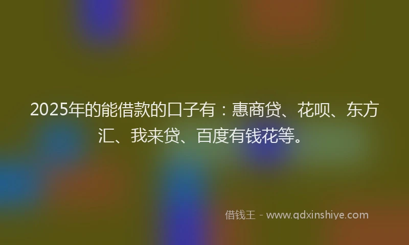 2025年的能借款的口子有：惠商贷、花呗、东方汇、我来贷、百度有钱花等。