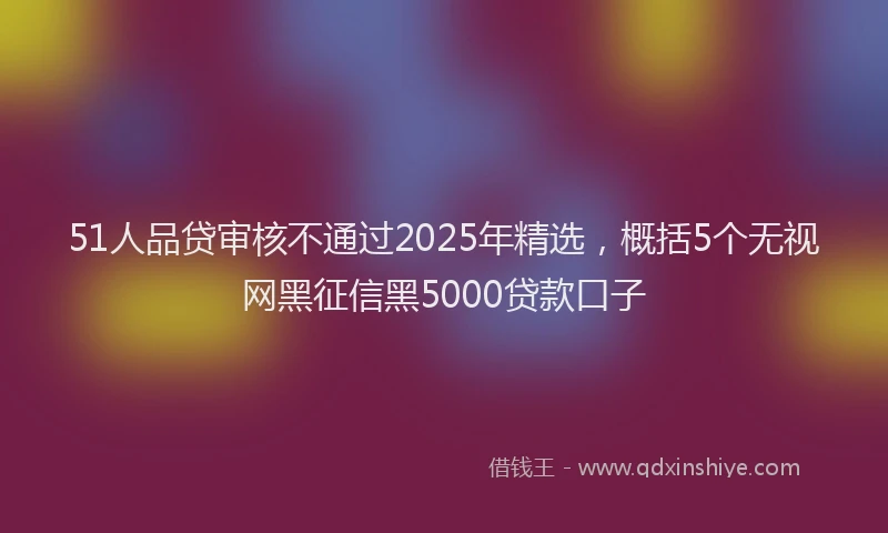 51人品贷审核不通过2025年精选，概括5个无视网黑征信黑5000贷款口子
