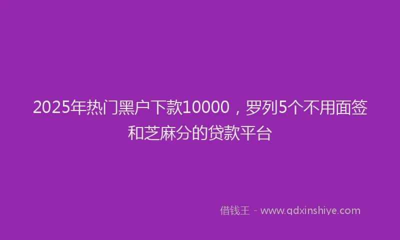 2025年热门黑户下款10000，罗列5个不用面签和芝麻分的贷款平台
