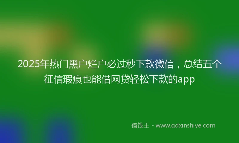 2025年热门黑户烂户必过秒下款微信，总结五个征信瑕疵也能借网贷轻松下款的app
