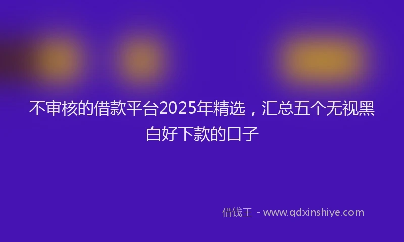 不审核的借款平台2025年精选，汇总五个无视黑白好下款的口子