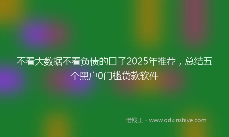 不看大数据不看负债的口子2025年推荐，总结五个黑户0门槛贷款软件