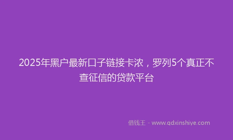 2025年黑户最新口子链接卡浓，罗列5个真正不查征信的贷款平台