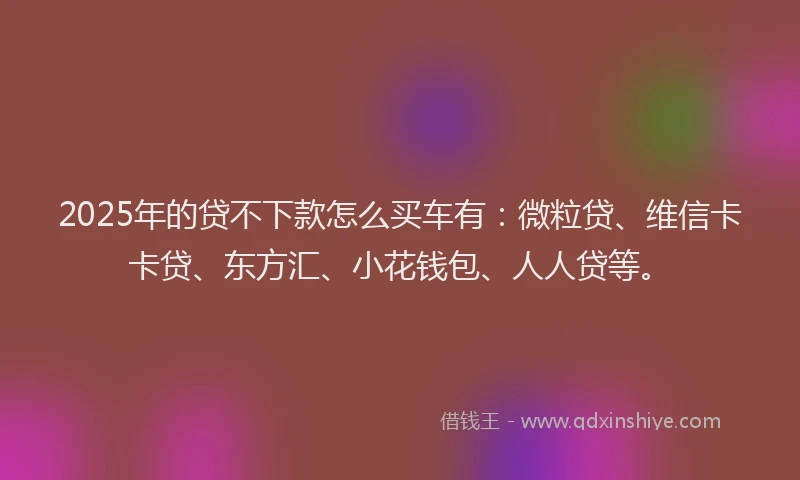 2025年的贷不下款怎么买车有：微粒贷、维信卡卡贷、东方汇、小花钱包、人人贷等。