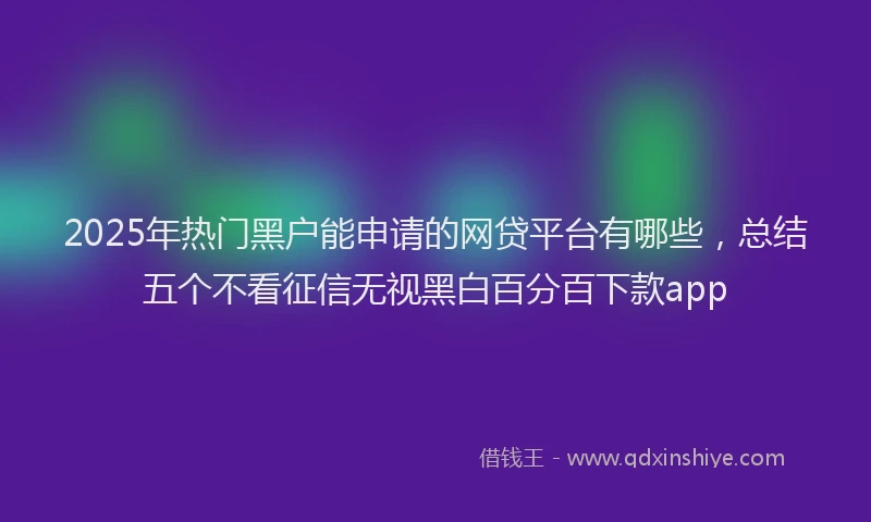 2025年热门黑户能申请的网贷平台有哪些，总结五个不看征信无视黑白百分百下款app