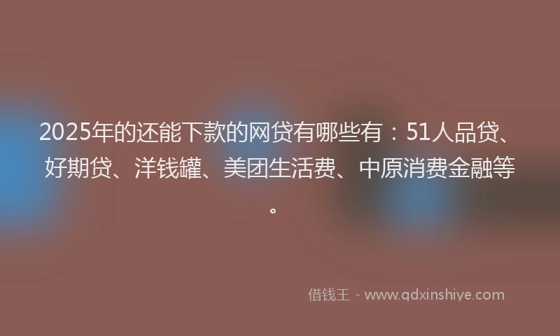 2025年的还能下款的网贷有哪些有：51人品贷、好期贷、洋钱罐、美团生活费、中原消费金融等。