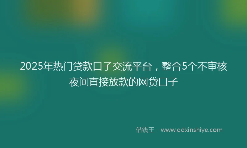 2025年热门贷款口子交流平台，整合5个不审核夜间直接放款的网贷口子