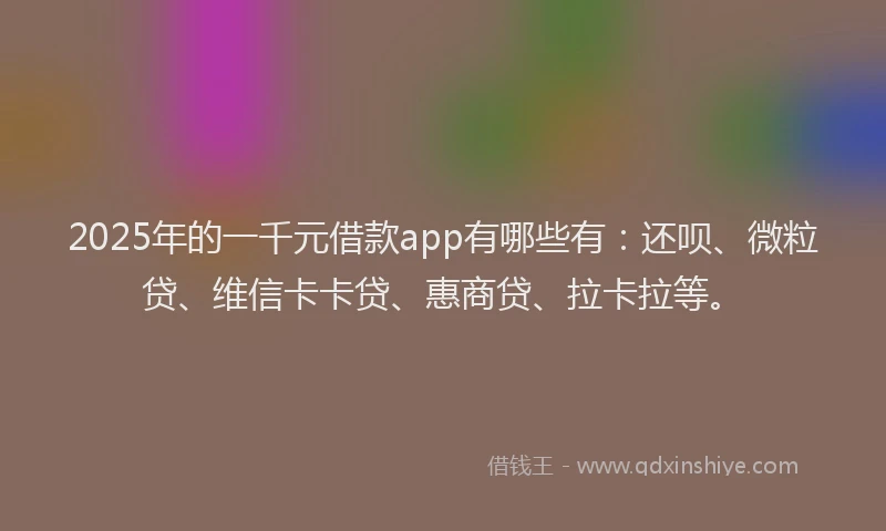 2025年的一千元借款app有哪些有：还呗、微粒贷、维信卡卡贷、惠商贷、拉卡拉等。