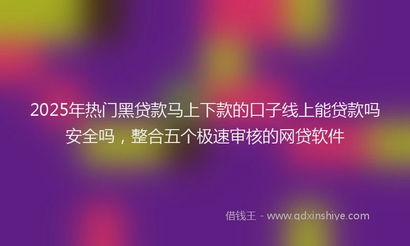 2025年热门黑贷款马上下款的口子线上能贷款吗安全吗，整合五个极速审核的网贷软件