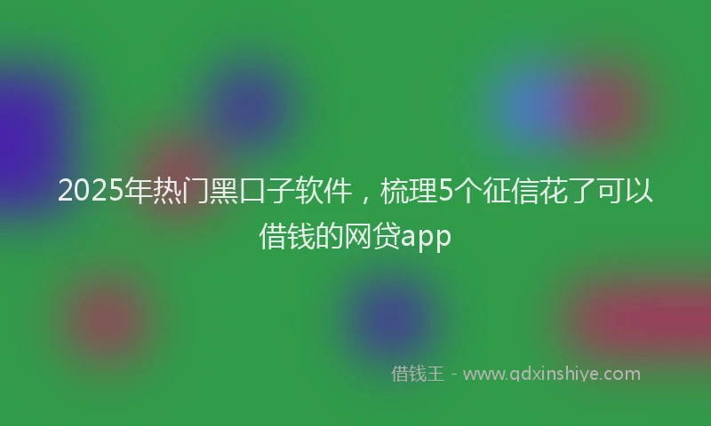 2025年热门黑口子软件，梳理5个征信花了可以借钱的网贷app