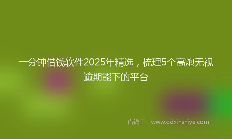 一分钟借钱软件2025年精选，梳理5个高炮无视逾期能下的平台