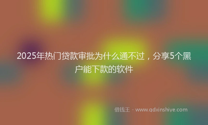 2025年热门贷款审批为什么通不过，分享5个黑户能下款的软件