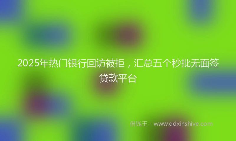 2025年热门银行回访被拒，汇总五个秒批无面签贷款平台