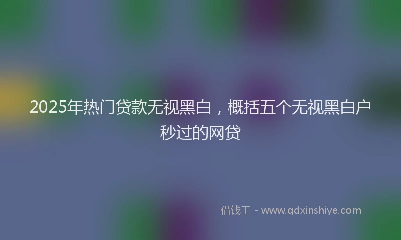 2025年热门贷款无视黑白，概括五个无视黑白户秒过的网贷