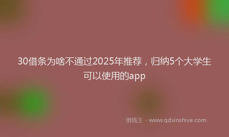 30借条为啥不通过2025年推荐，归纳5个大学生可以使用的app