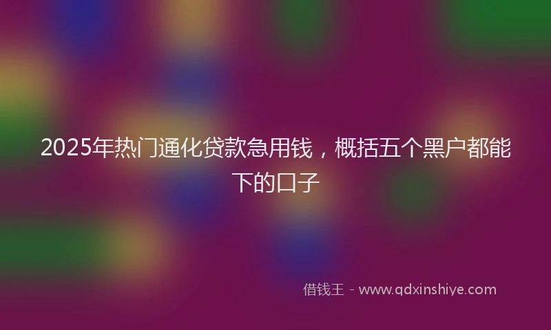 2025年热门通化贷款急用钱，概括五个黑户都能下的口子