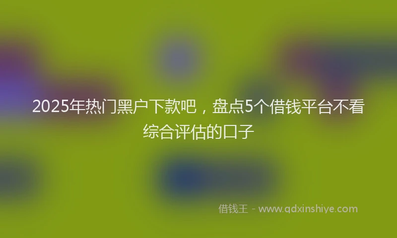 2025年热门黑户下款吧，盘点5个借钱平台不看综合评估的口子