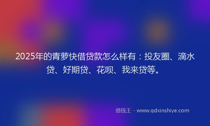 2025年的青萝快借贷款怎么样有：投友圈、滴水贷、好期贷、花呗、我来贷等。