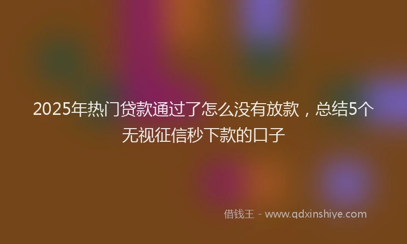 2025年热门贷款通过了怎么没有放款，总结5个无视征信秒下款的口子