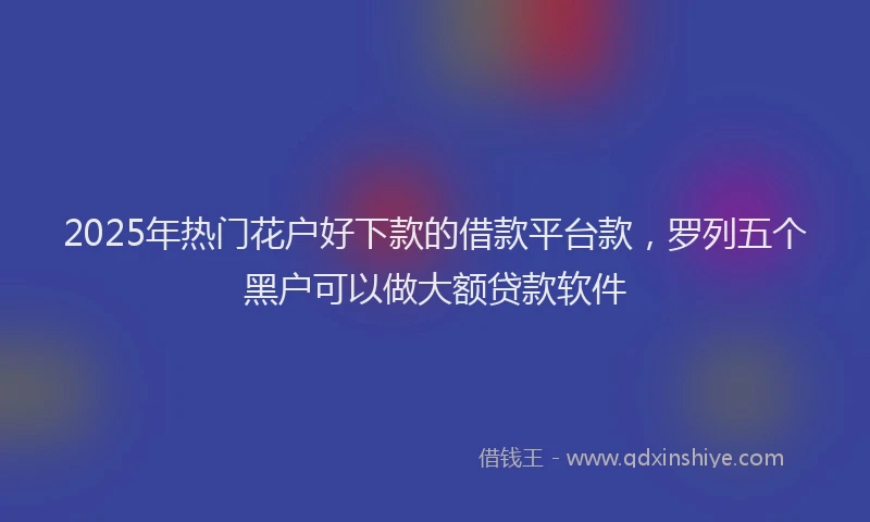 2025年热门花户好下款的借款平台款，罗列五个黑户可以做大额贷款软件