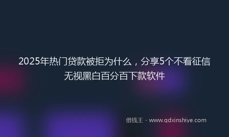 2025年热门贷款被拒为什么，分享5个不看征信无视黑白百分百下款软件