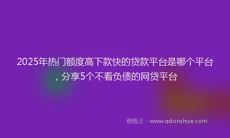 2025年热门额度高下款快的贷款平台是哪个平台，分享5个不看负债的网贷平台