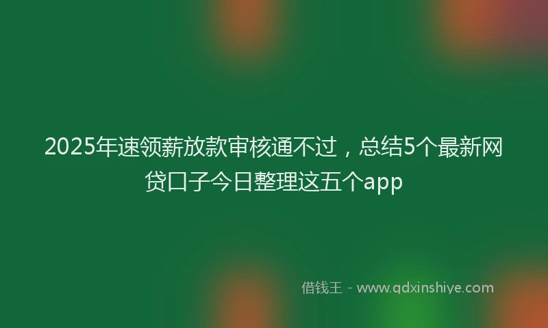2025年速领薪放款审核通不过，总结5个最新网贷口子今日整理这五个app