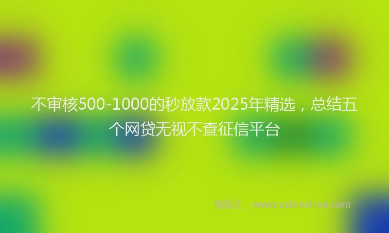 不审核500-1000的秒放款2025年精选，总结五个网贷无视不查征信平台