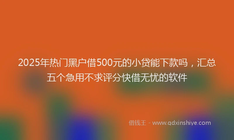 2025年热门黑户借500元的小贷能下款吗，汇总五个急用不求评分快借无忧的软件