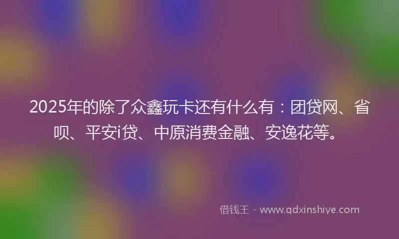 2025年的除了众鑫玩卡还有什么有：团贷网、省呗、平安i贷、中原消费金融、安逸花等。